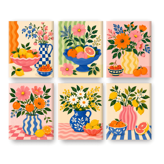 6 Mini Paintings - Citrus Blossom Set- Paint by Numbers