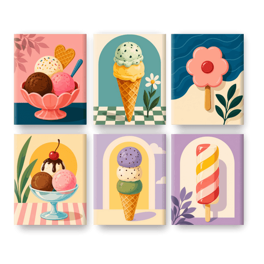 6 Mini Paintings - Ice Pop Dreams Set- Paint by Numbers
