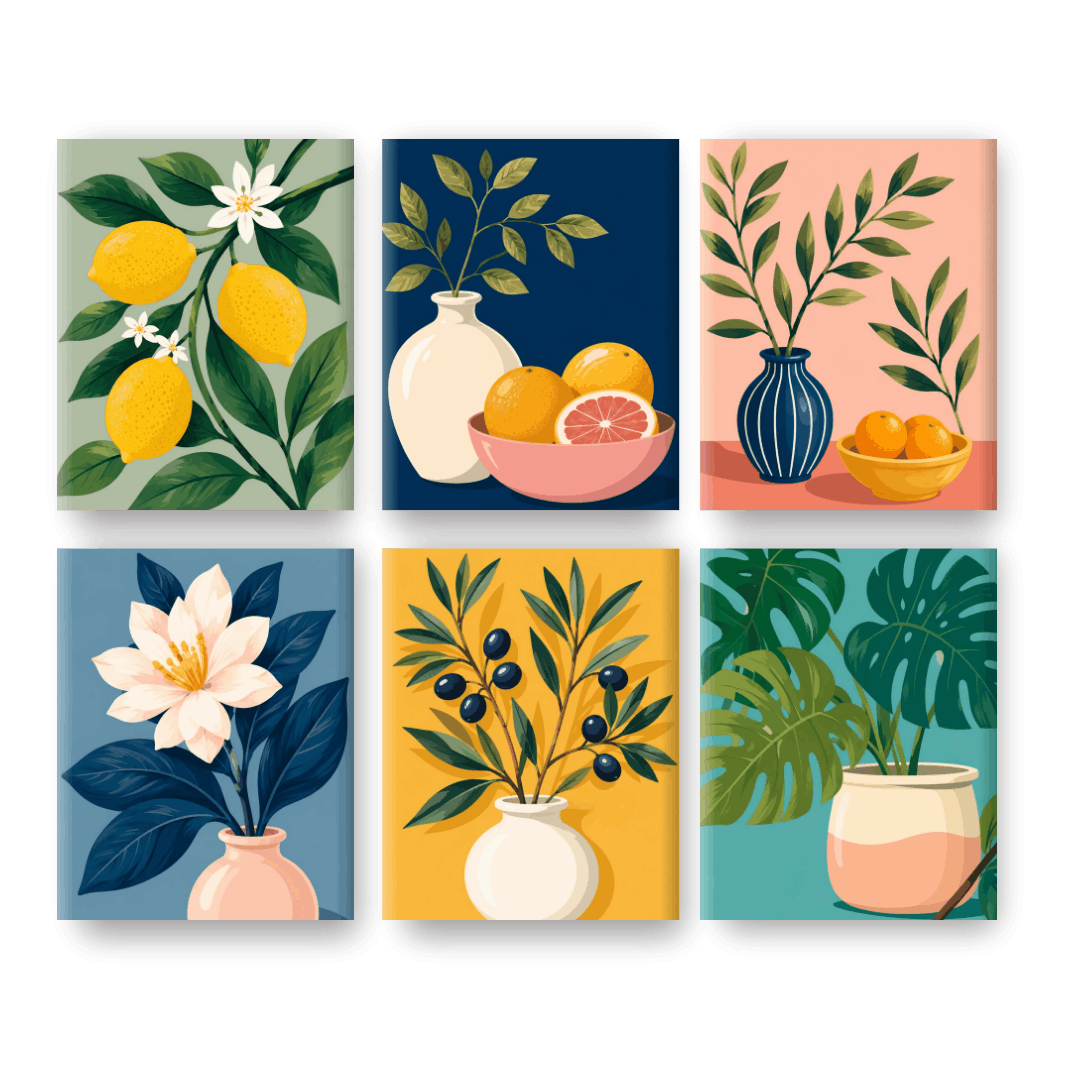 6 Mini Paintings - Olive Branch Set- Paint by Numbers