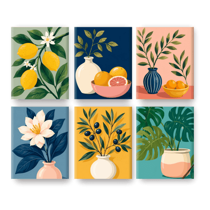 6 Mini Paintings - Olive Branch Set- Paint by Numbers