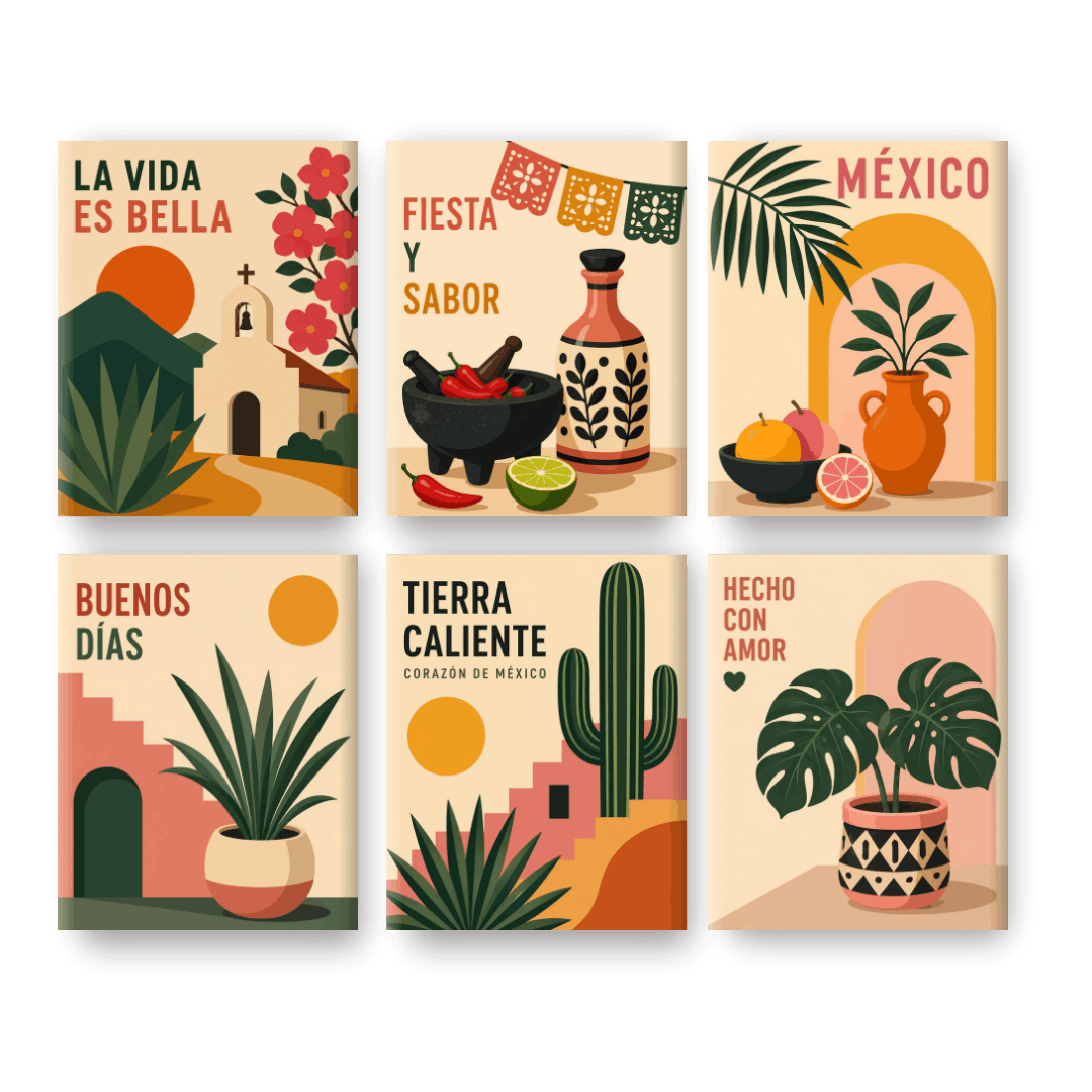 6 Mini Paintings - Tierra Caliente Set- Paint by Numbers