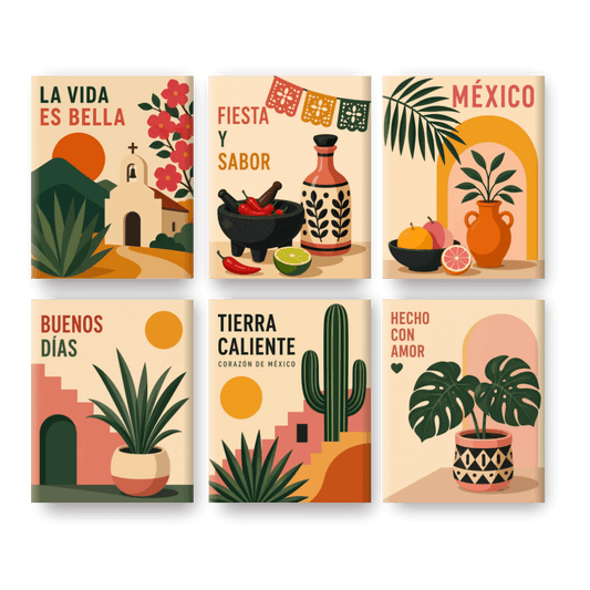 6 Mini-tableaux - Tierra Caliente Ensemble- Peinture par numéros