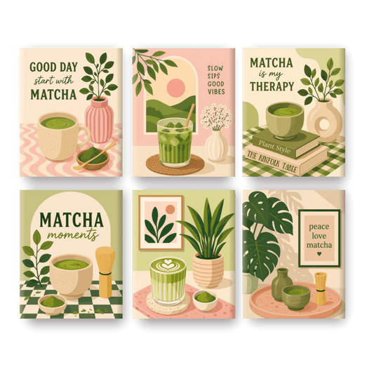 6 Mini Paintings - Matcha Therapy Set- Paint by Numbers