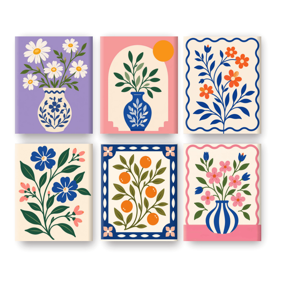 6 Mini Paintings - White Daisy Set- Paint by Numbers