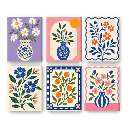 6 Mini Paintings - White Daisy Set- Paint by Numbers