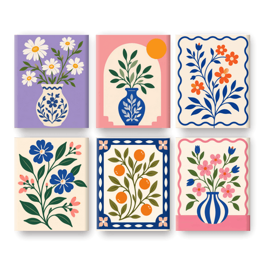 6 Mini Paintings - White Daisy Set- Paint by Numbers