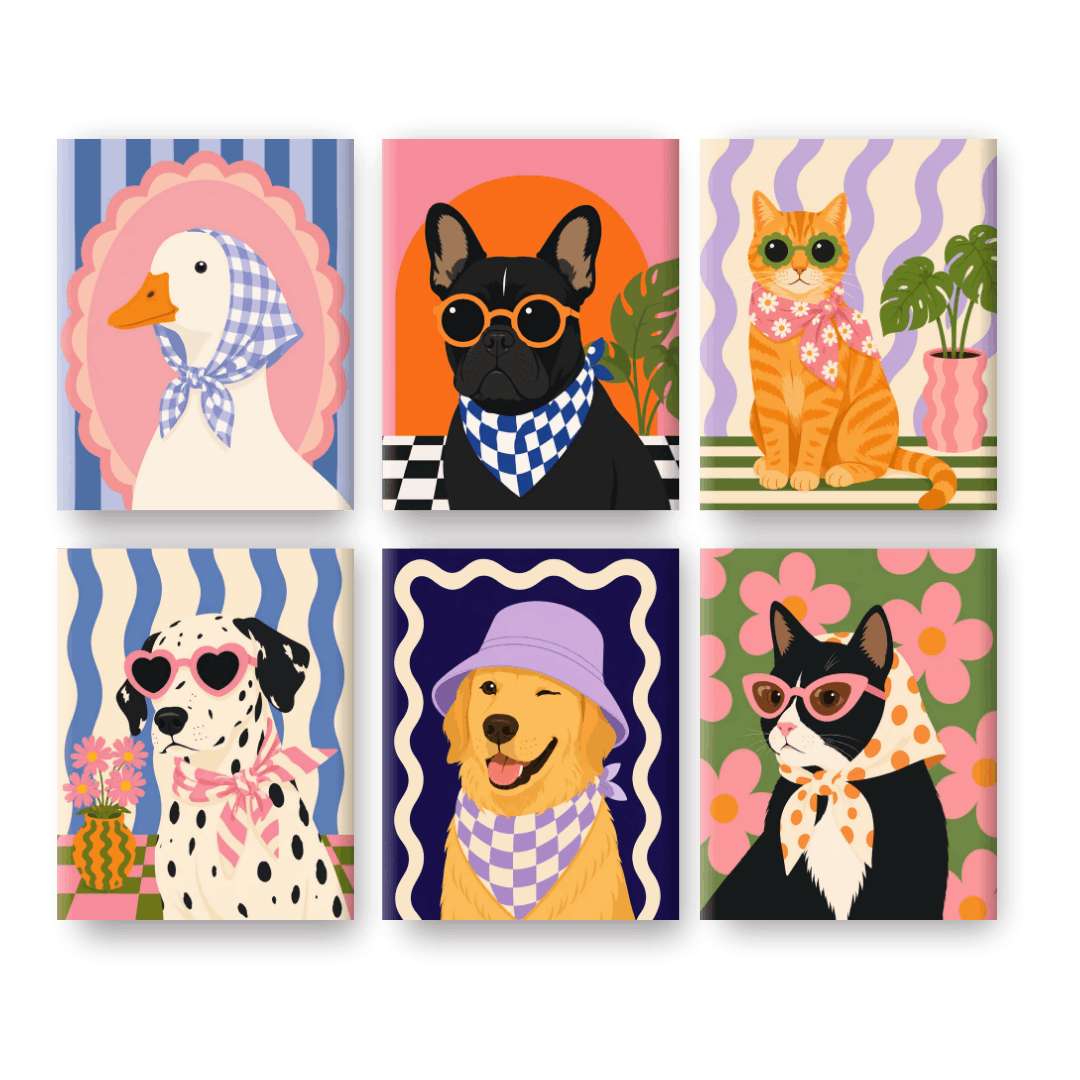 6 Mini Paintings - Fancy Dalmatian Set- Paint by Numbers