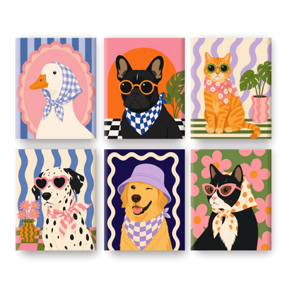 6 Mini Paintings - Fancy Dalmatian Set- Paint by Numbers