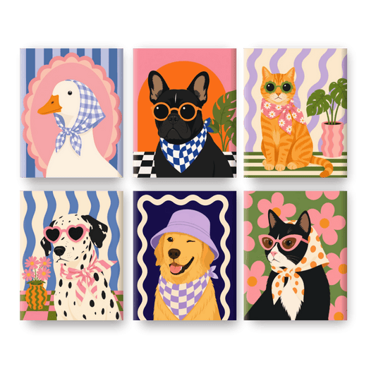 6 Mini-tableaux - Ensemble Dalmatien Sophistiqué- Peinture par numéros