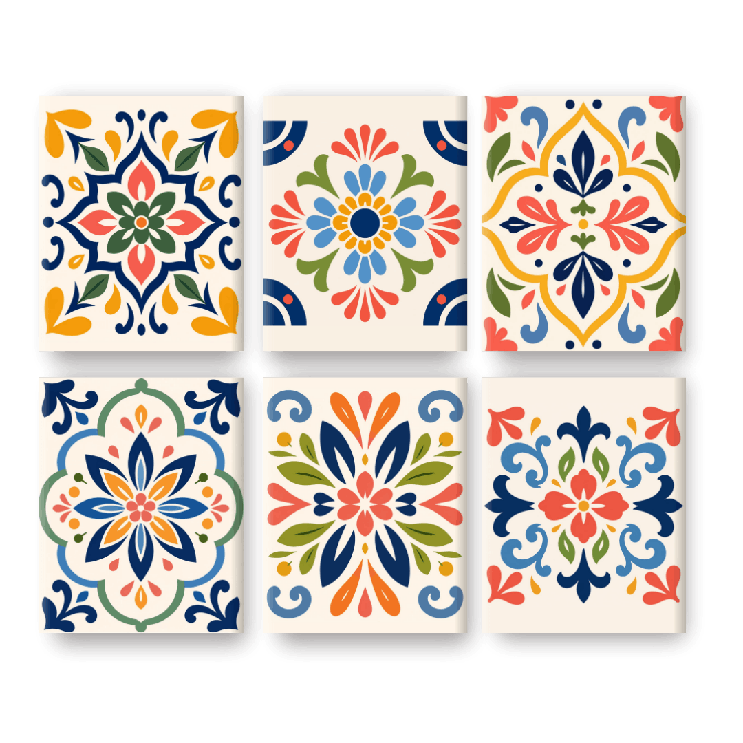 6 Mini Paintings - Moroccan Tiles Set- Paint by Numbers