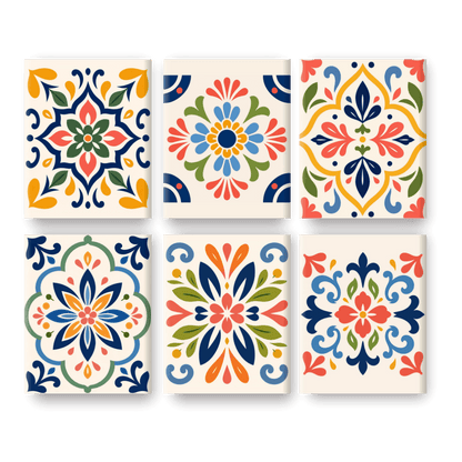 6 Mini Paintings - Moroccan Tiles Set- Paint by Numbers