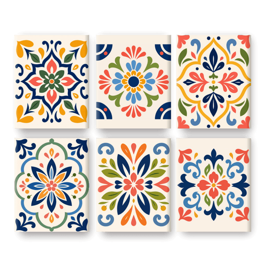 6 Mini-tableaux - Ensemble Carreaux Marocains- Peinture par numéros