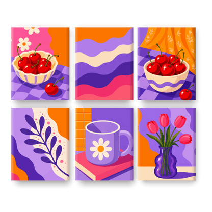 6 Mini Paintings - Sweet Cherry Set- Paint by Numbers