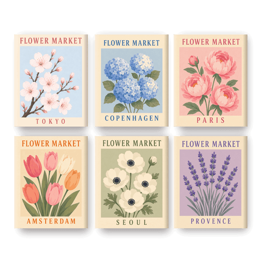 6 Mini Paintings - Beautiful Flower Market Set- Paint by Numbers