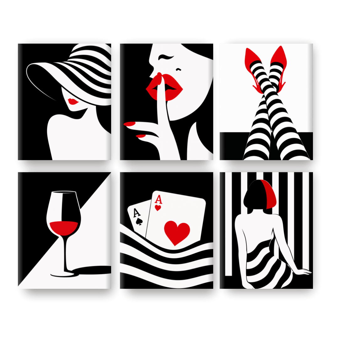 6 Mini Paintings - Chic & Bold Set- Paint by Numbers