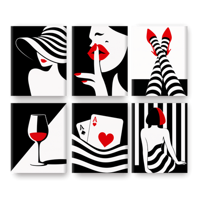 6 Mini Paintings - Chic & Bold Set- Paint by Numbers