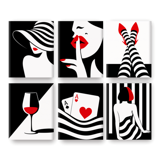 6 Mini-tableaux - Set Chic et Audacieux - Peinture par numéros