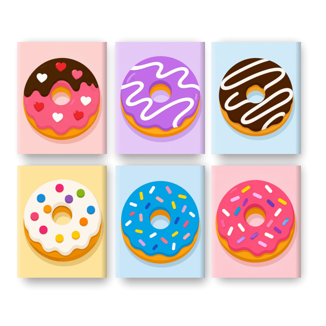 6 Mini Paintings - Donut Party Set- Paint by Numbers
