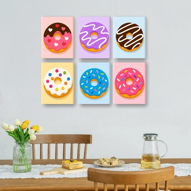 6 Mini Paintings - Donut Party Set