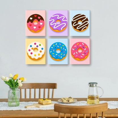 6 Mini Paintings - Donut Party Set