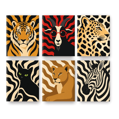 6 Mini Paintings - Patterns Zoo Set- Paint by Numbers