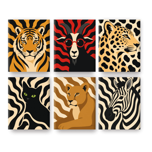 6 Mini Paintings - Patterns Zoo Set- Paint by Numbers