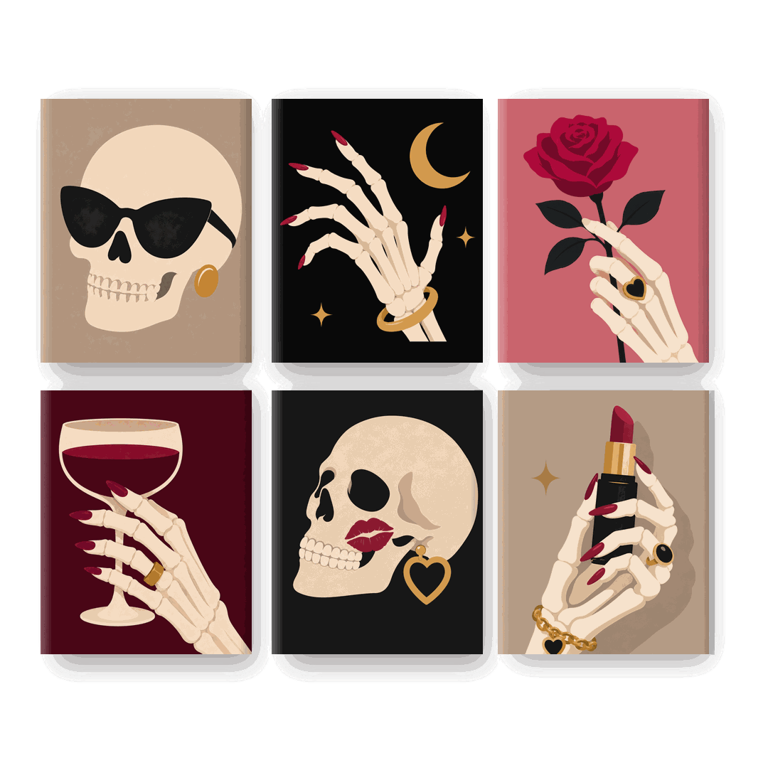 6 Mini Paintings - Gothic Glam Set- Paint by Numbers
