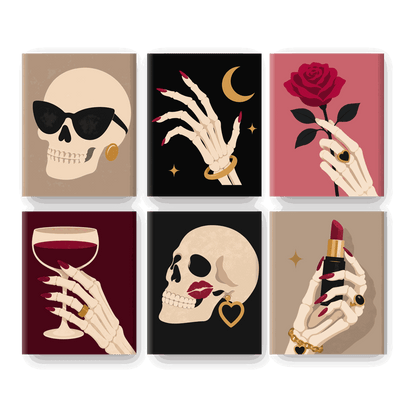 6 Mini Paintings - Gothic Glam Set- Paint by Numbers