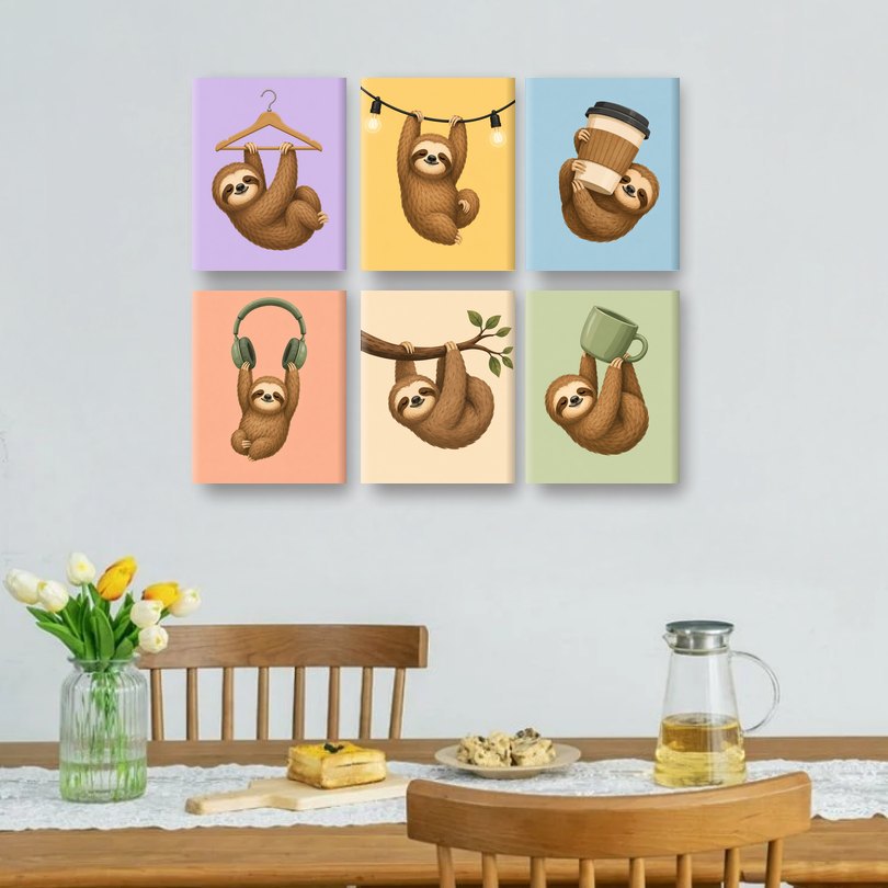 6 Mini Paintings - Hang In There Set