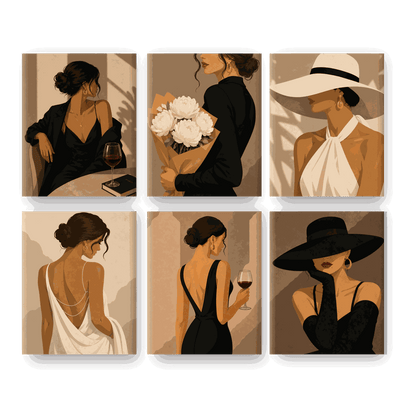 6 Mini Paintings - Paris Nights Set- Paint by Numbers