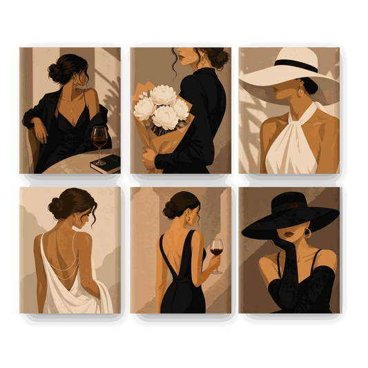 6 Mini Paintings - Paris Nights Set- Paint by Numbers