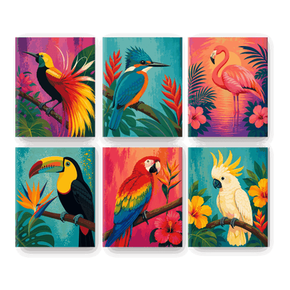 6 minitaulua - Paratiisilintu-setti - Numeromaalaus