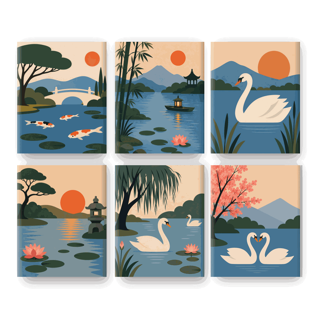 6 Mini Paintings - Koi Garden Set- Paint by Numbers