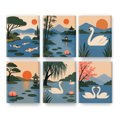 6 Mini Paintings - Koi Garden Set- Paint by Numbers