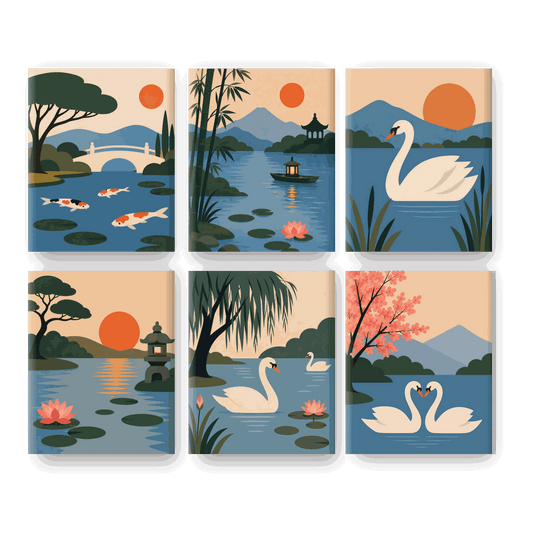 6 Mini Paintings - Koi Garden Set- Paint by Numbers