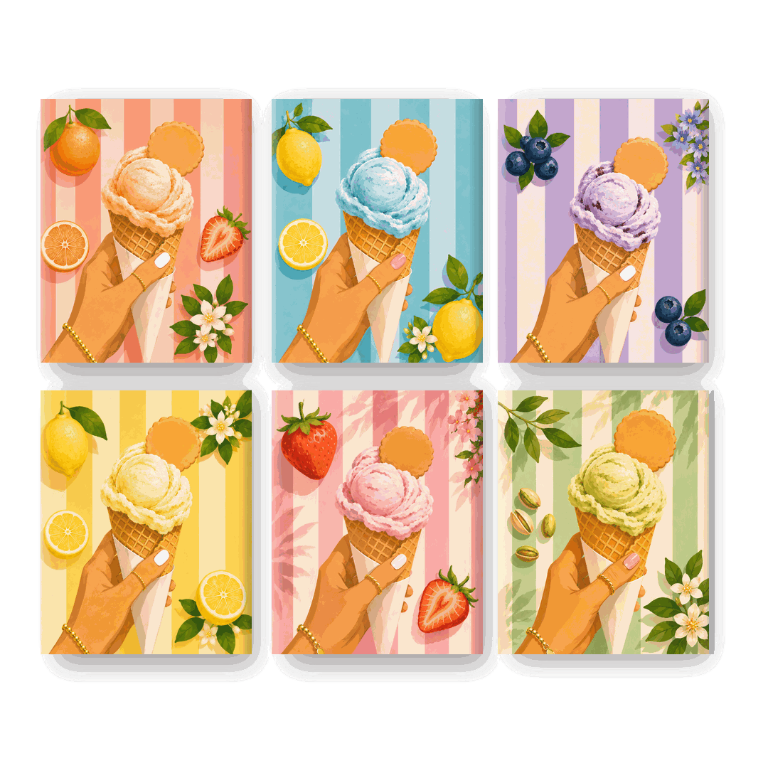 6 Mini Paintings - Gelato Set- Paint by Numbers