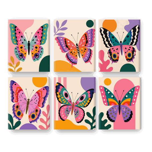 6 Mini-tableaux - Set Papillon Arc-en-ciel - Peinture à numéros