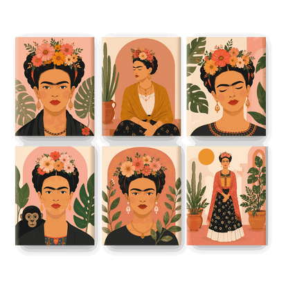 6 Mini-tableaux - Ensemble Frida- Peinture par numéros