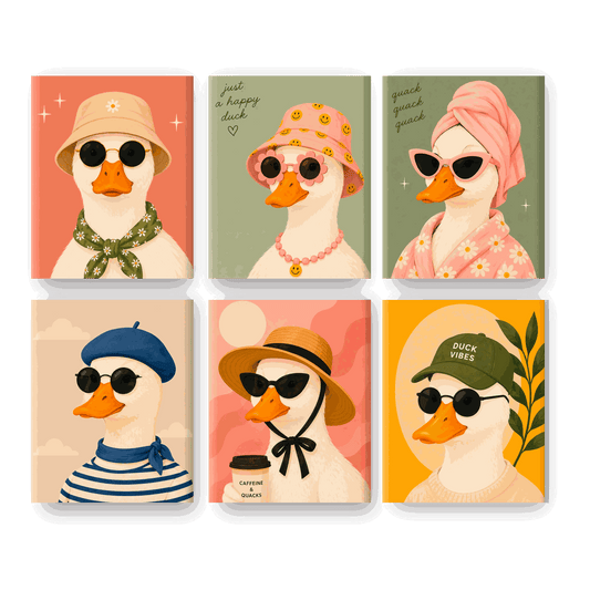 6 Mini Paintings - Funky Duck Set- Paint by Numbers
