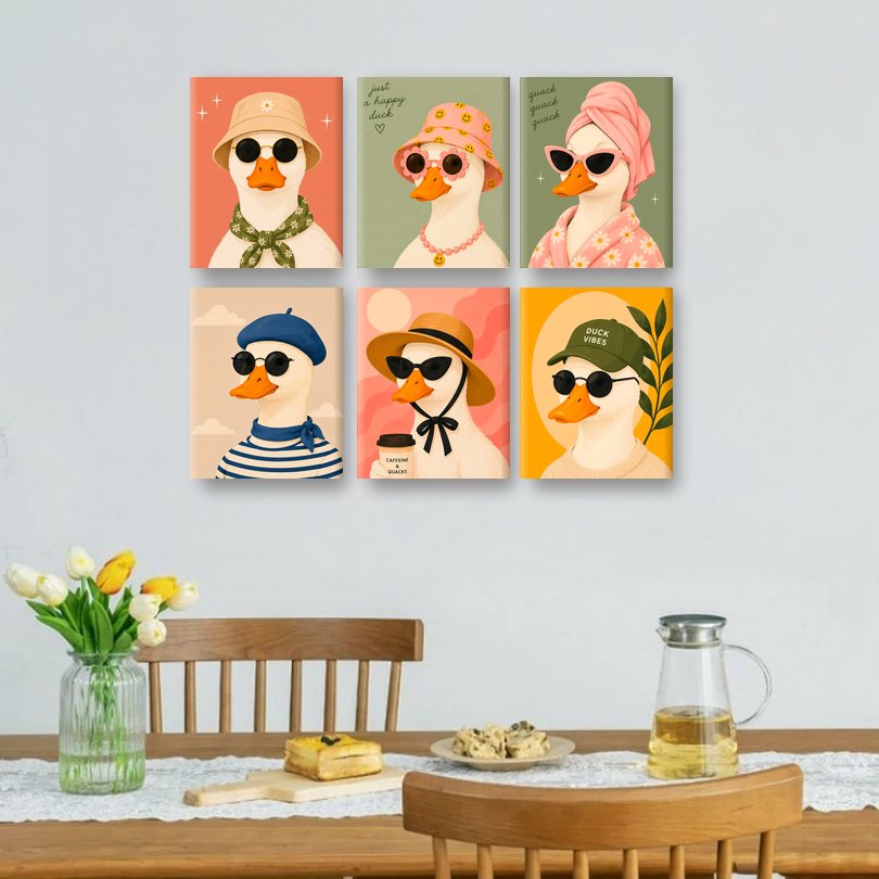 6 Mini Paintings - Funky Duck Set