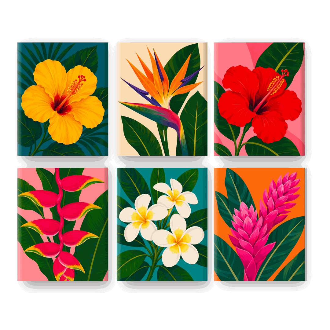 6 Mini Paintings - Hibiscus Set- Paint by Numbers