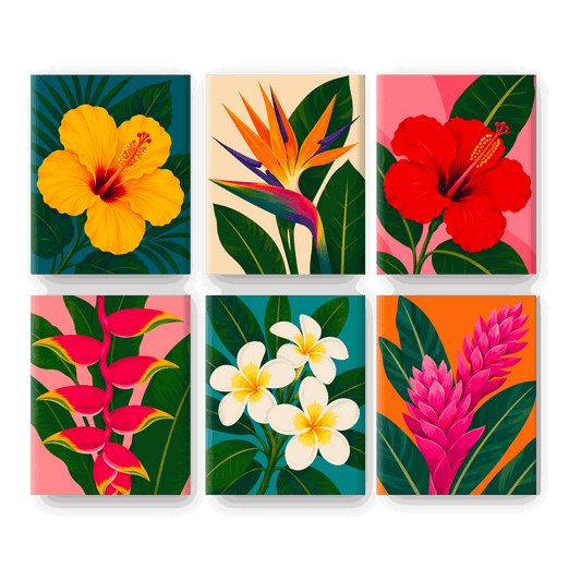 6 Mini Paintings - Hibiscus Set- Paint by Numbers
