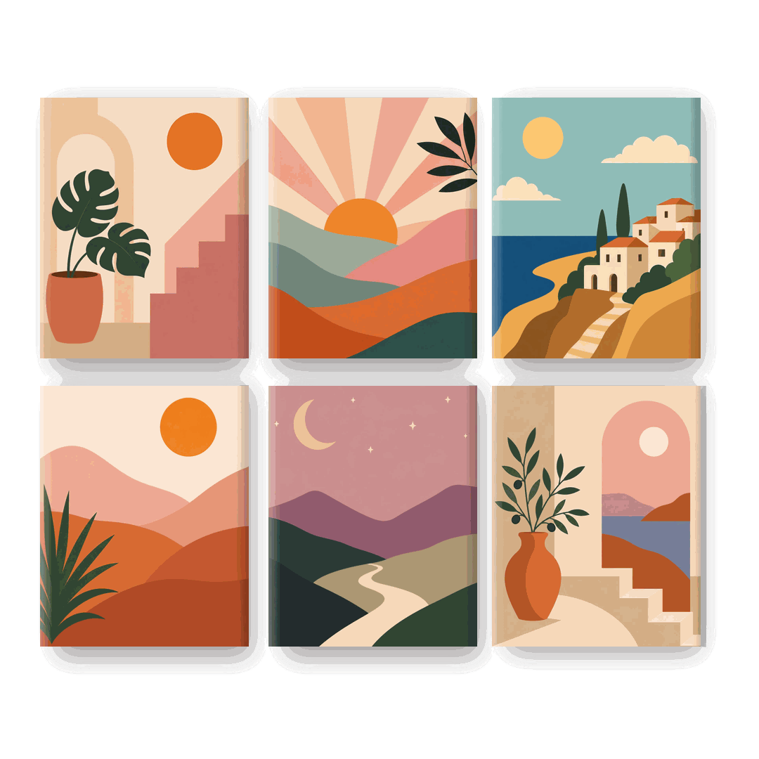 6 Mini Paintings - Monstera Home Set- Paint by Numbers