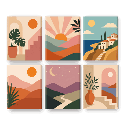 6 Mini Paintings - Monstera Home Set- Paint by Numbers