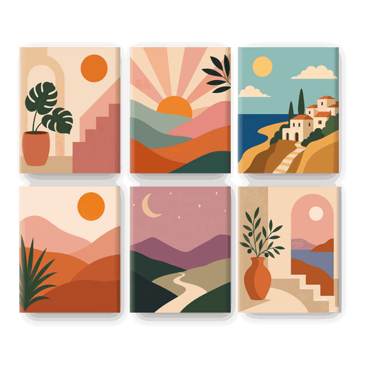 6 Mini-tableaux - Set Maison Monstera - Peinture par numéros