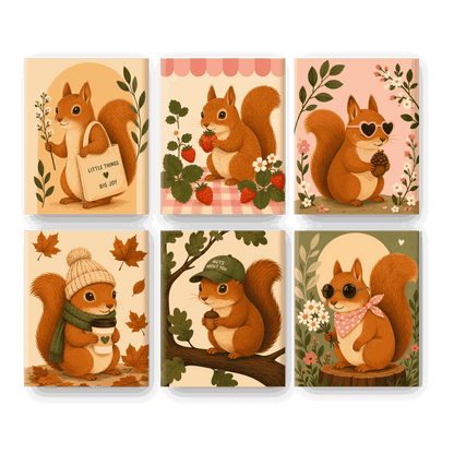 6 Mini Paintings - Little Squirrel Set- Paint by Numbers