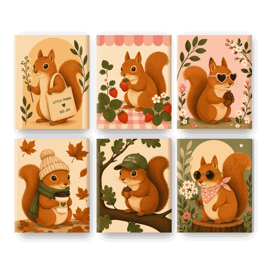 6 Mini Paintings - Little Squirrel Set- Paint by Numbers