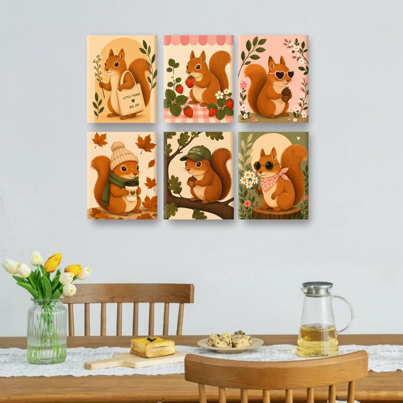 6 Mini Paintings - Little Squirrel Set