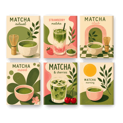6 Mini Paintings - Matcha Ritual Set