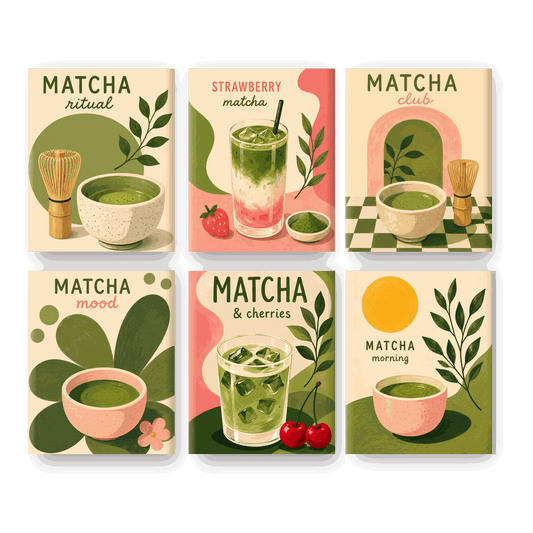 6 Mini-tableaux - Matcha Rituel Ensemble- Peinture par numéros